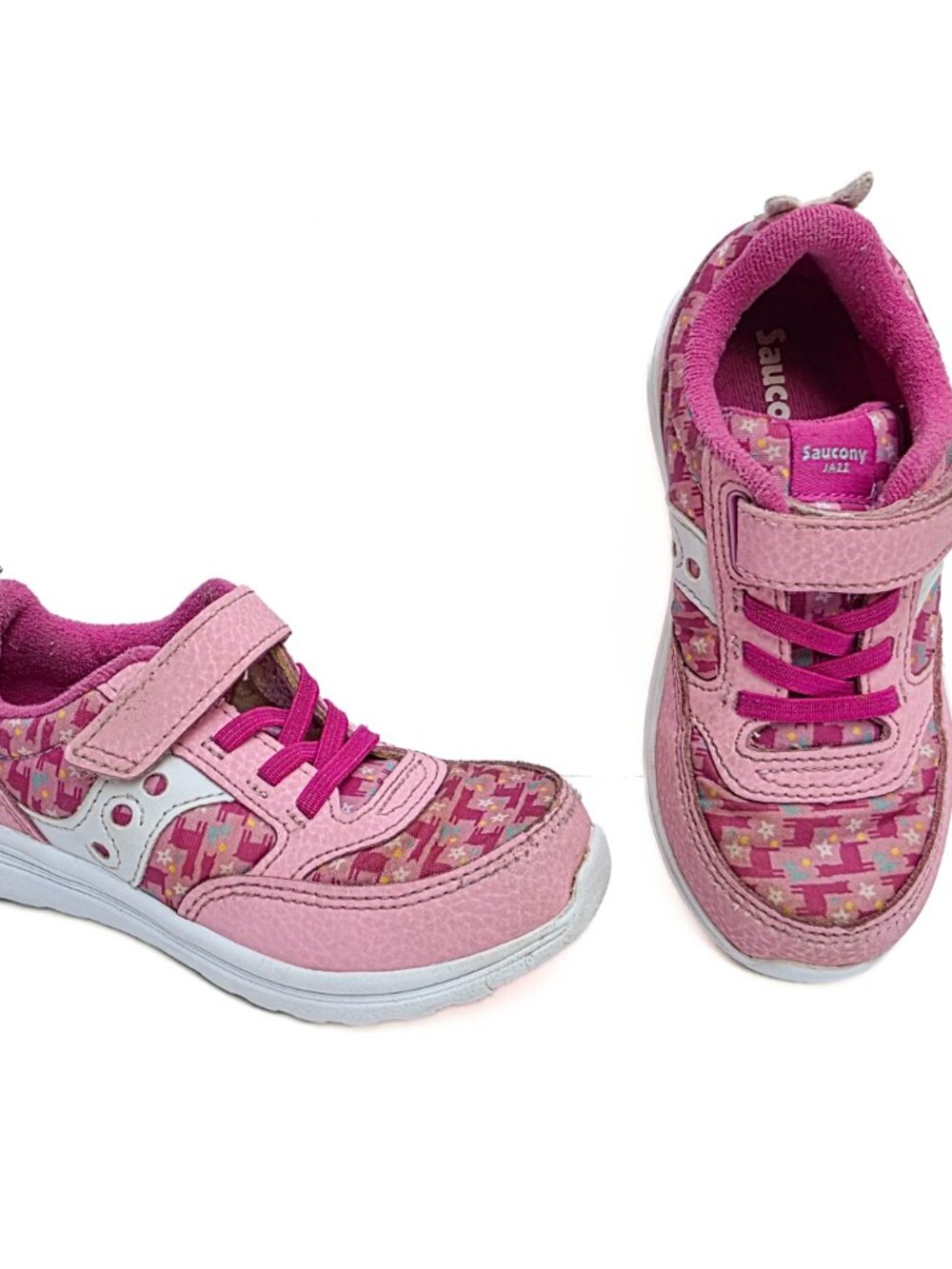 Saucony Jazz Lite Baby Girls 8.5M Pink Sneakers Toddler Hook Loop Llama Applique